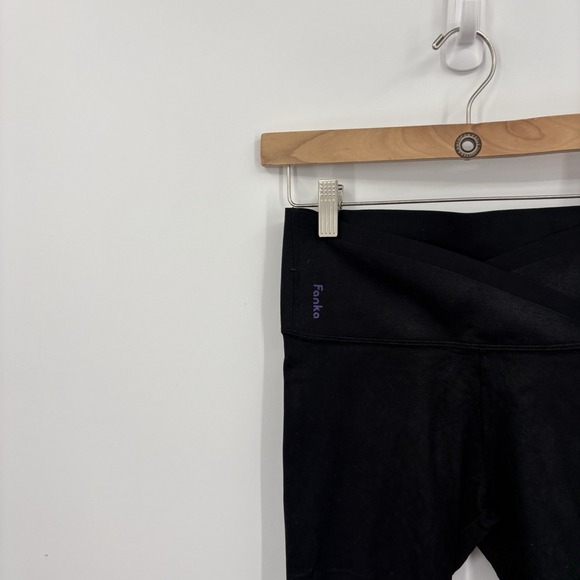 Tanka Leggings Womens Small Black Metallic Glitter Compression Stretch High Rise - Picture 2 of 7